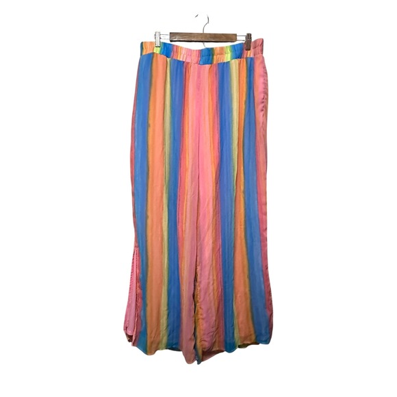 Cato Wide Leg Palazzo Pants 18/20W Plus Size Colorful Striped Elastic Waist - Picture 1 of 8